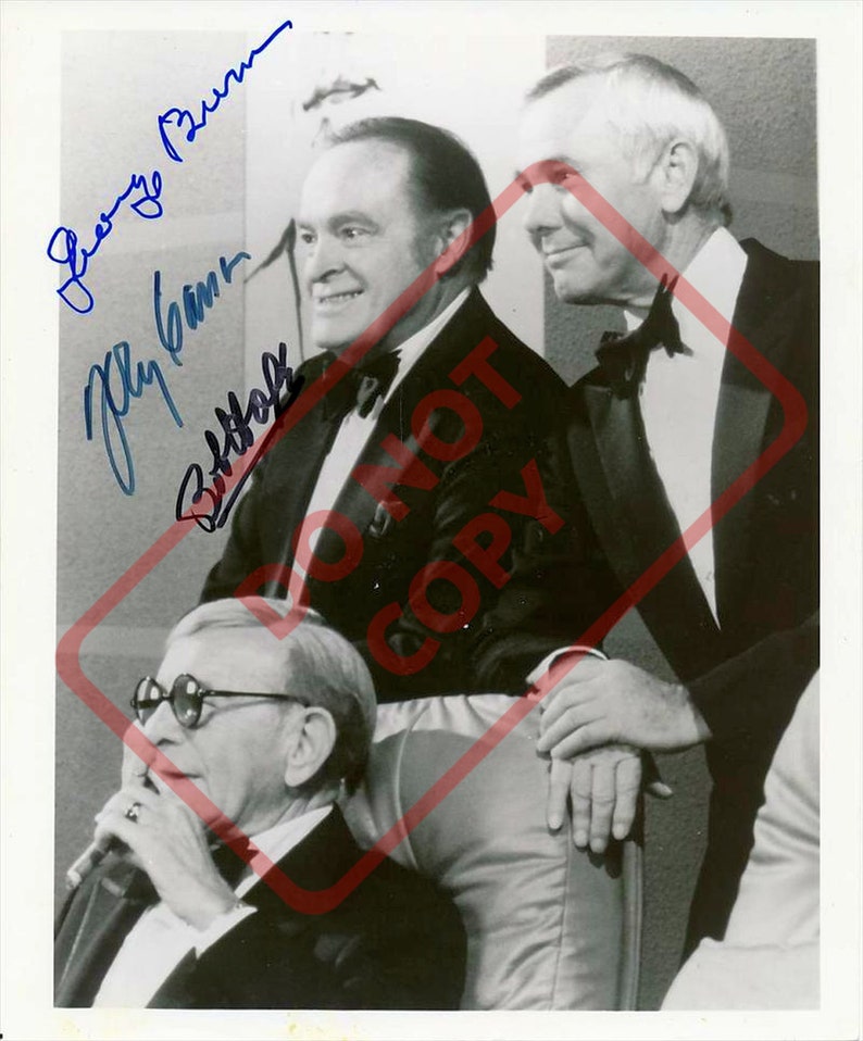 Johnny Carson George Burns Bob Hope Vintage 8.5x11 Autographed Signed Reprint Photo Poster painting