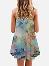 Colorful Alcohol Ink Roses Printing Sleeveless Camisole Dress