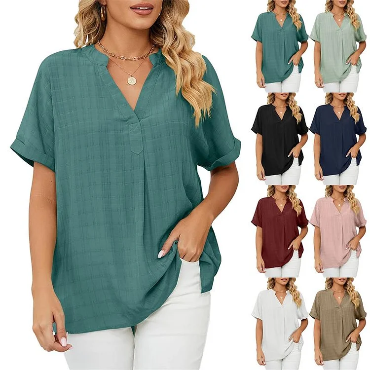 Camisa informal suelta de color liso para mujer
