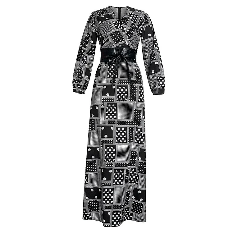 African Americans fashion QFY 2022 Summer Autumn Dresses For Women African Print Chiffon Robe Long Sleeve Kaftan Abaya Party Gowns Elegant Ladies Clothing Ankara Style QueenFunky