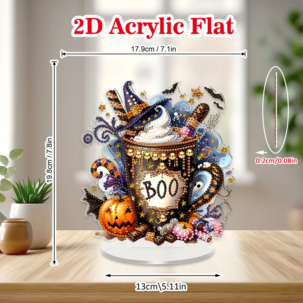 2D Flat Halloween DIY Diamond Painting Desktop Ornaments Kit for Decor (Dessert)