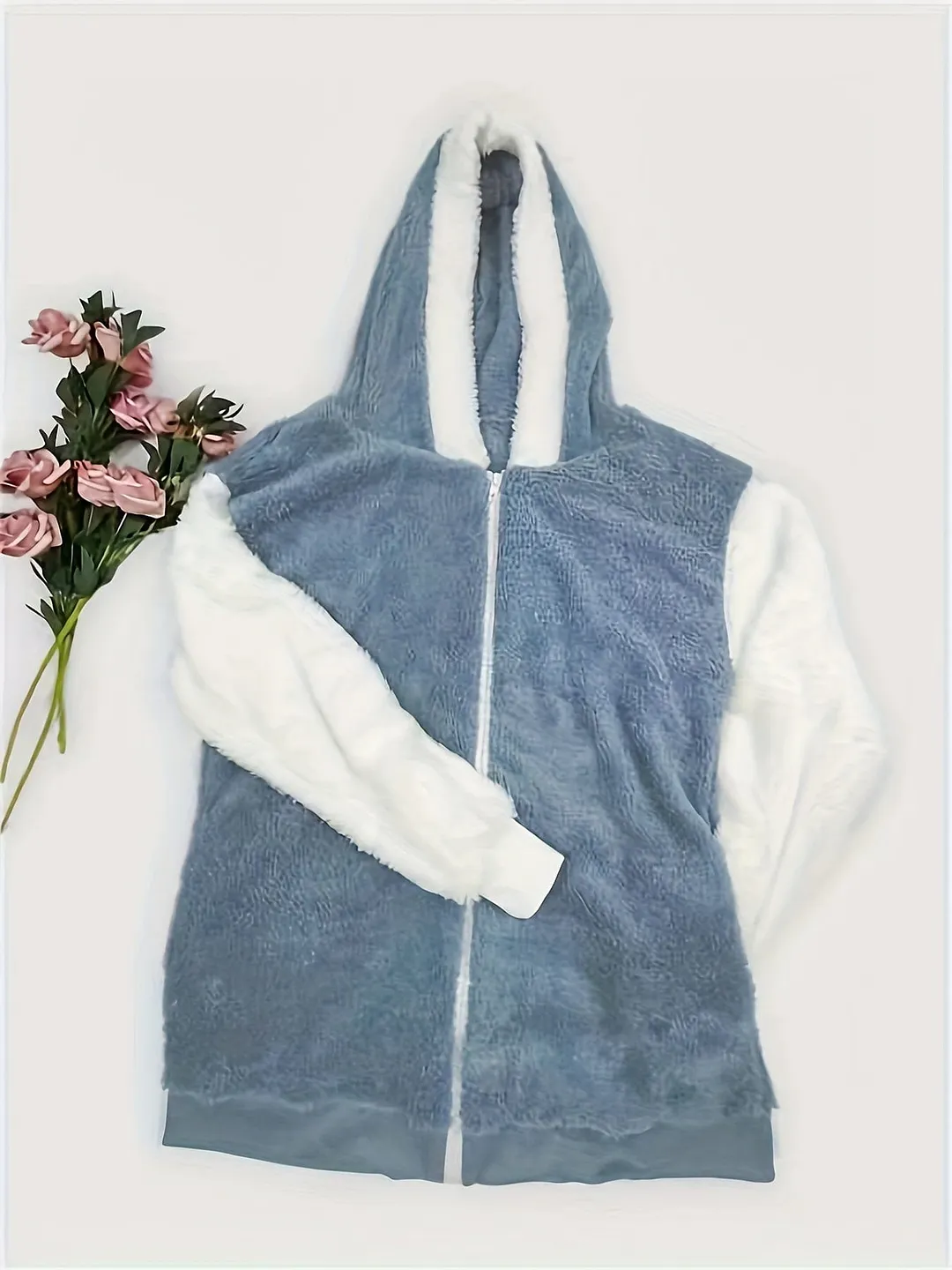 Color Block Hooded Zip-Up Jacket