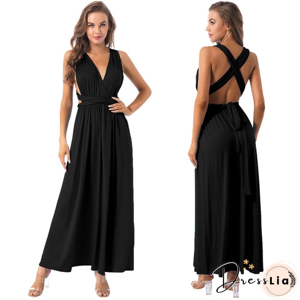 Women's Chic Wrap Maxi Dress Multi Way Wear Party Wedding Bridesmaid Dresses Evening Cocktail Long Prom Gown