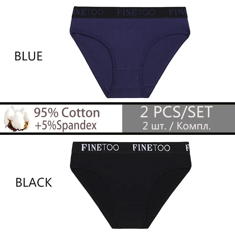 FINETOO 2PCS/Set Cotton Sexy Women Underwear Fashion Letter Women Panties Low-waisted Lingerie Female Girls 2021 Briefs M-XXL
