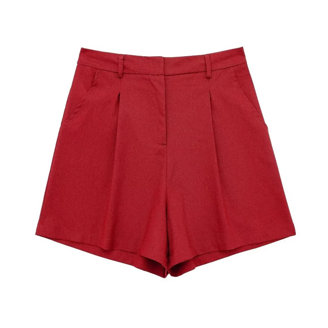 Woherb Fall 2024 New Women's Casual Linen Blend Vest Vest Shorts Set W085 8291-Outfit Ideas