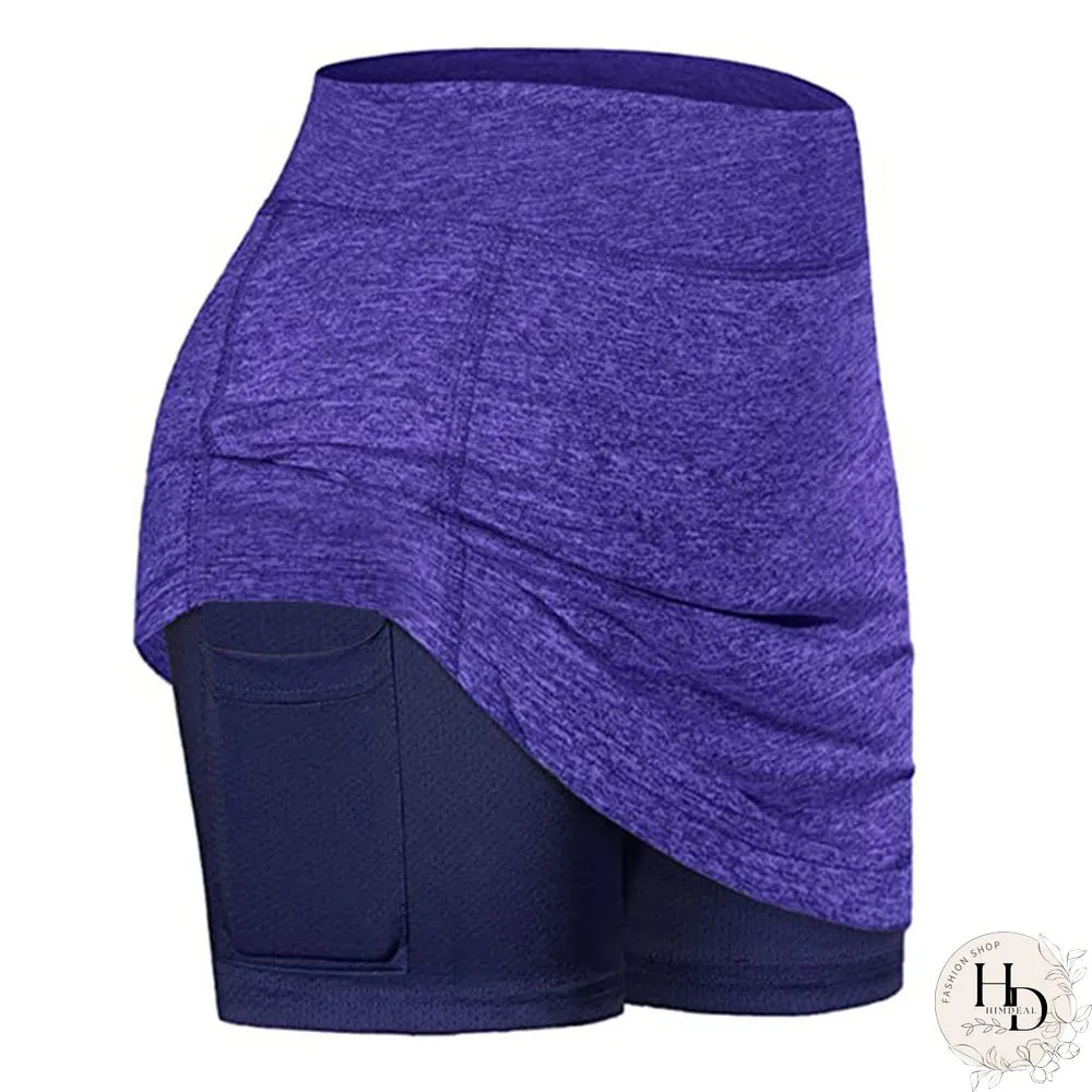 Womens Summer Athletic Tennis Skirt Golf Inner Shorts Elastic Sports Running Skort
