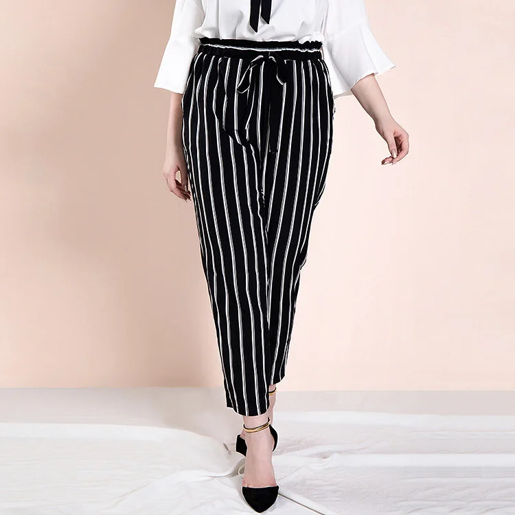 Women Plus Size Pants Casual Striped Strap Fashion Women's Pants