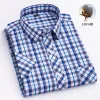 Men's Summer Plaid Cotton Casual Short Sleeve Shirt
