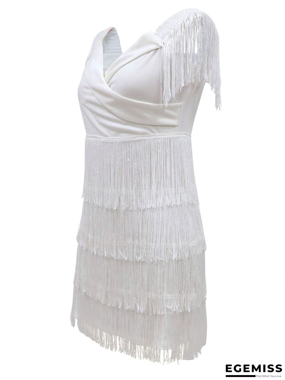 Hot Women's Clothing Spot New Off Shoulder Fringe Tight White Dresses | EGEMISS