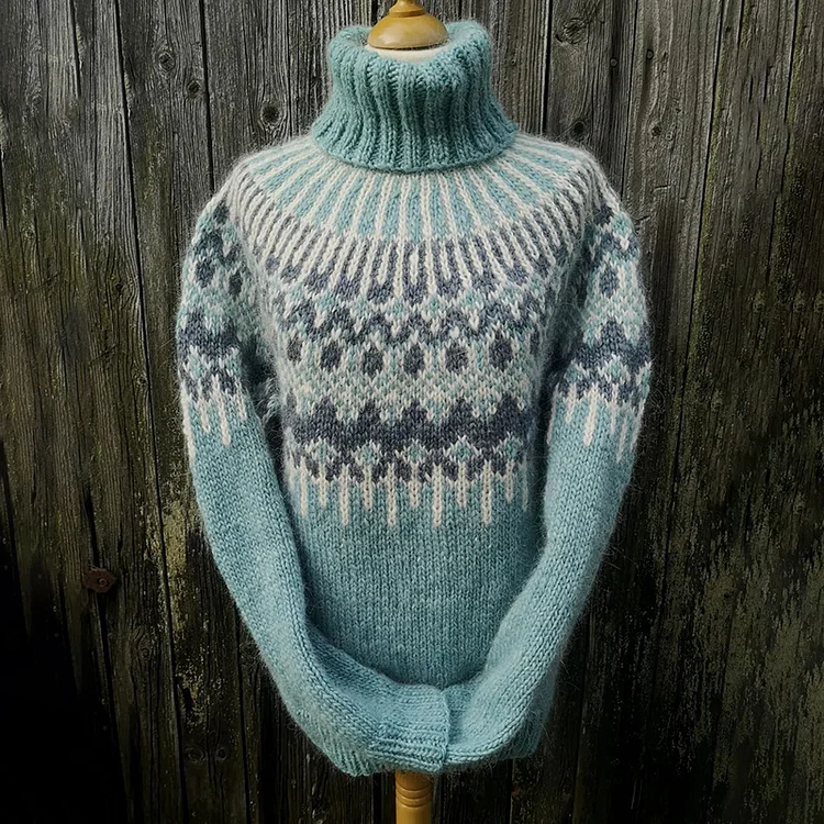 Vintage Fairman Island Feather Turtleneck Sweater