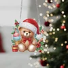 DIY Christmas Bear Acrylic Special Shape Diamond Painting Hanging Pendant