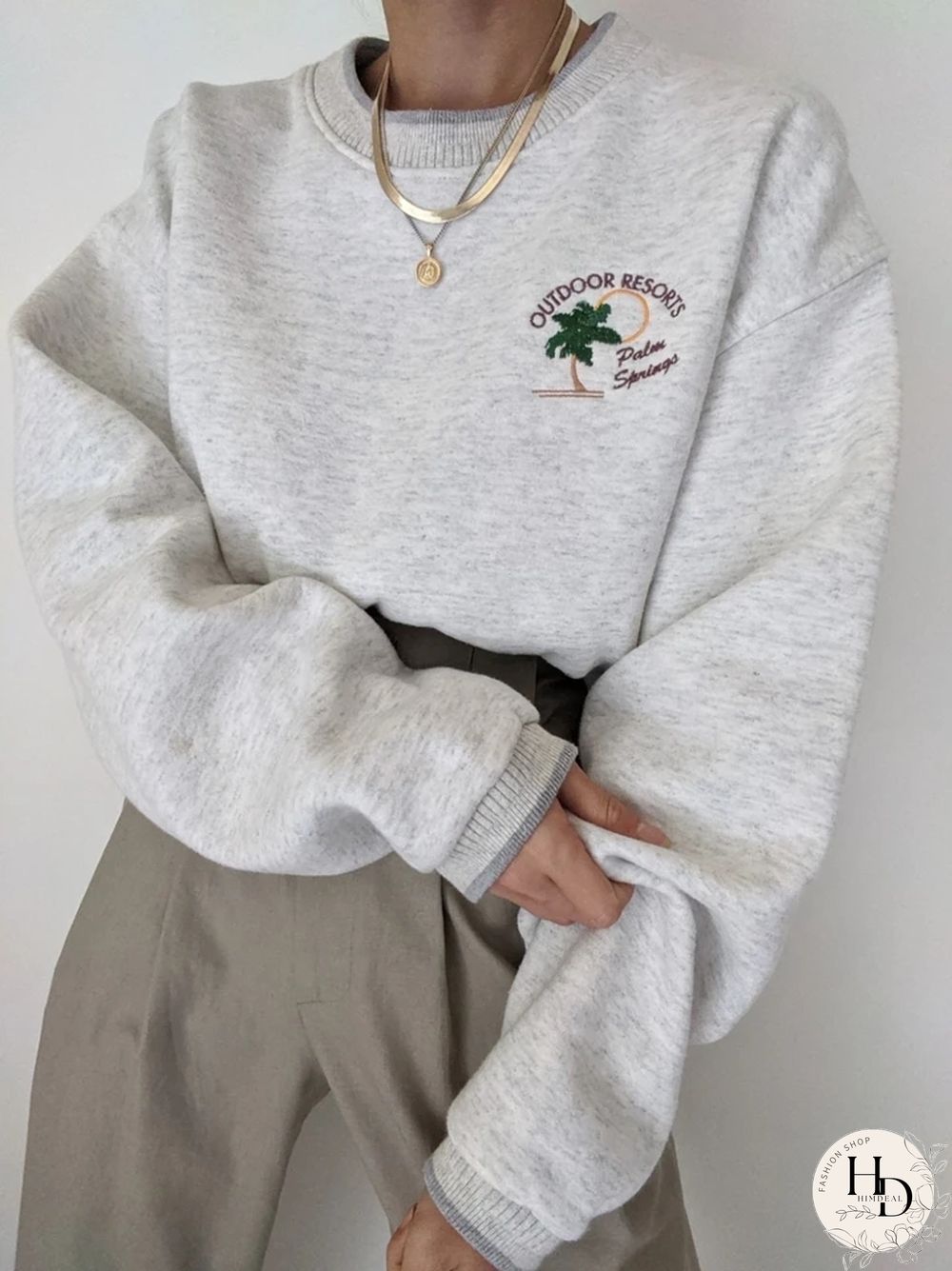 Casual Coconut Embroidered Sweatshirt