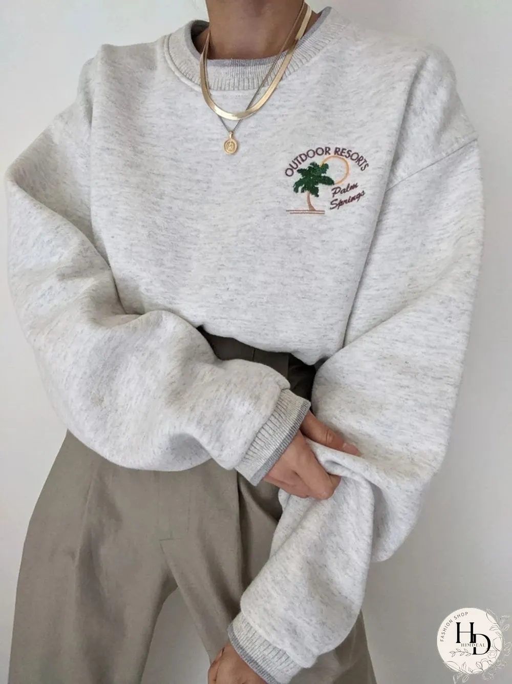 Casual Coconut Embroidered Sweatshirt