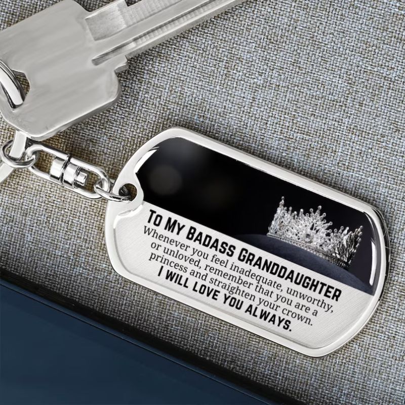Unique Gift To My Badass Granddaughter - I Will Love You Always - Personalized Keychain