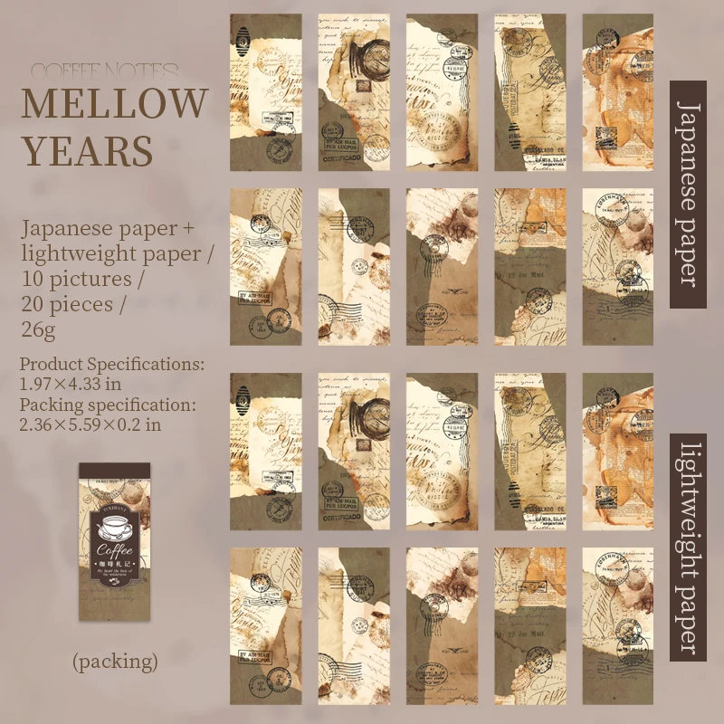 Sticker Book - Coffee Notes Series Vintage Coffee Smudge Landscaping 