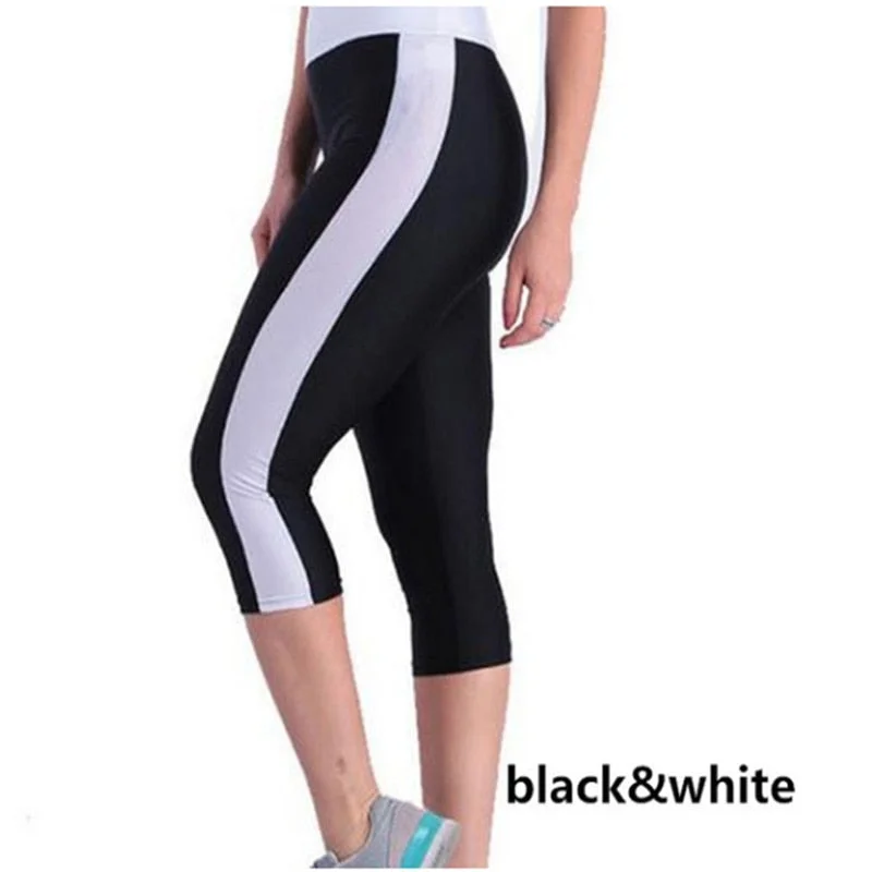 Women Patchwork Leggings High Waist With Pocket Sports Fitness Leggings Gym 3/4 Slim Ladies Cropped Pants Feminino Leggins