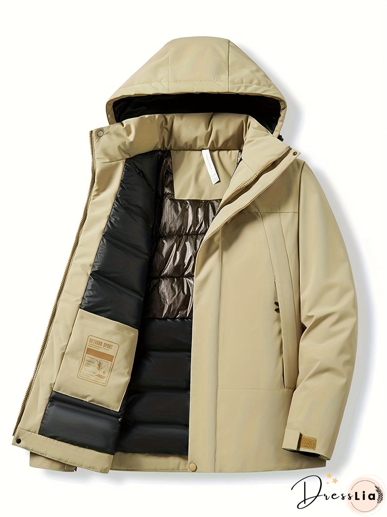 Womens Stylish Contrast Hooded Jacket - Insulated Thermal, Windproof, Waterproof - Secure Zip Pockets for Fall & Winter