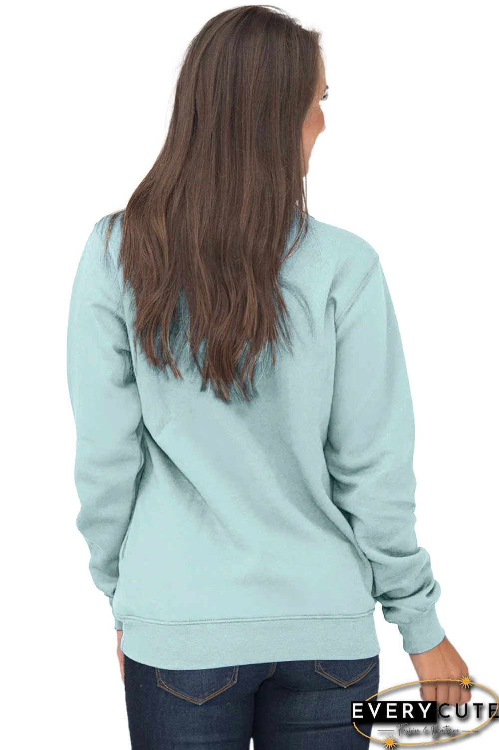 Light Blue Pocket Style Quarter Zip Sweatshirt