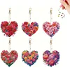 (US Local)6Pcs Acrylic Double Sided Flower Diamond Painting Keychain for Bag Decor