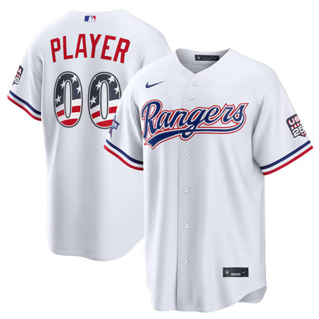 Men's Texas Rangers Nike White 2026 All-Star Edition Stars & Stripes Stadium Custom Jersey