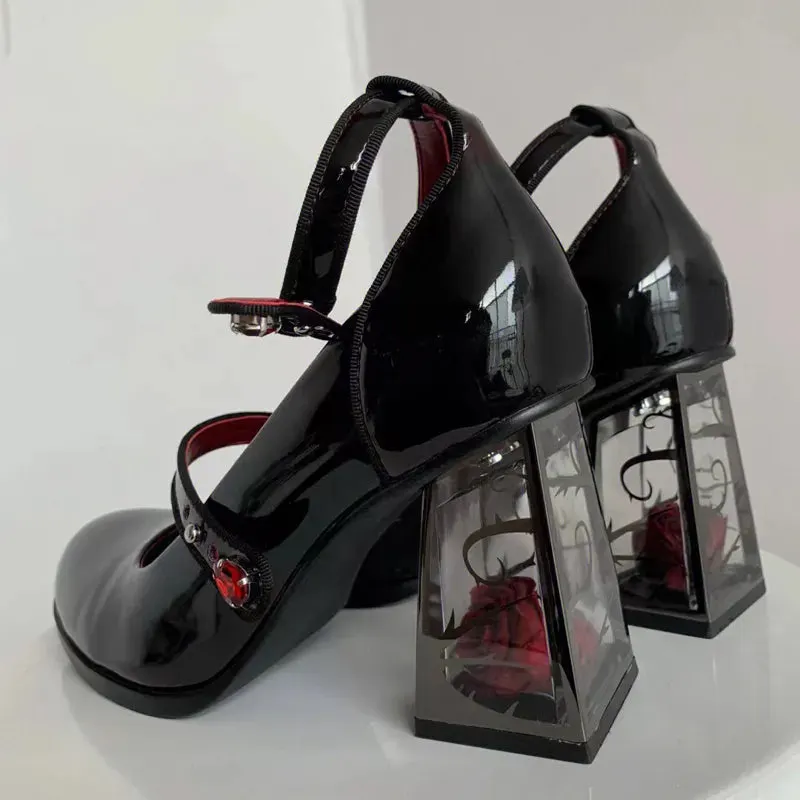 Brownm Rose Mary Jane High Heels
