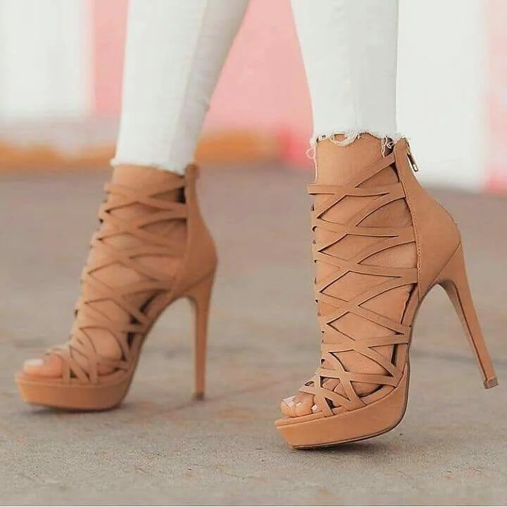 Dress Shoes Sexy Rope Strap Cross High Heel Sandals Cut Out Braided  Gladiator Gold Pink Strappy Big Size 43 From Bootxie, $174.24 | DHgate.Com