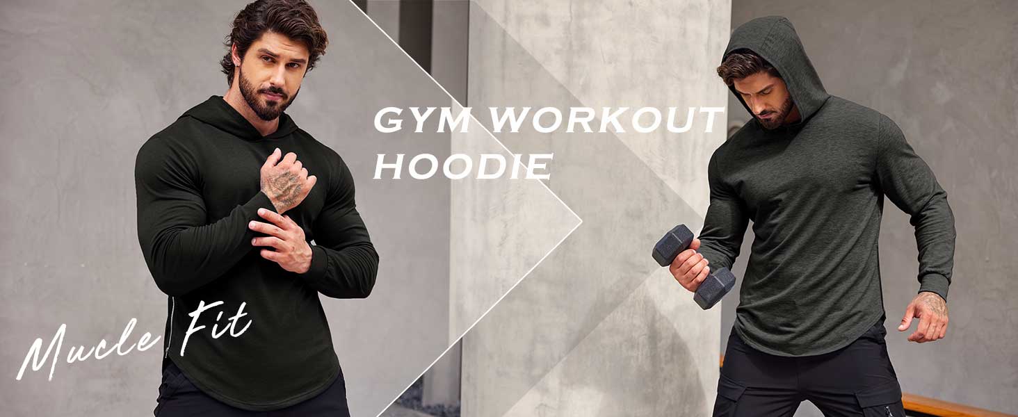 COOFNADY Muscle Fit Athletic Gym Hoodies Pullover