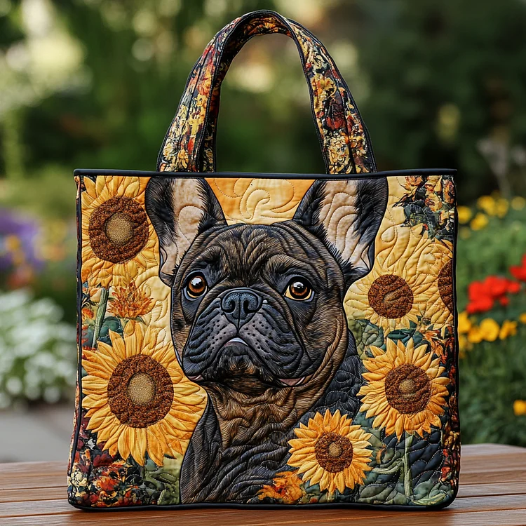 Bulldog Bloom Quilted Tote Bag NCU0DK9326