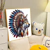 Diamond Painting-DIY Full Round Drill Indian Wolf Head(40*40CM)