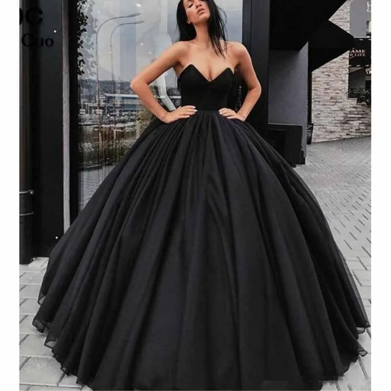 Zachics Elegant off-shoulder black ball gown evening  dress-zachics