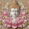 Tête de Bouddha en lotus - Peinture diamant spéciale partielle-30*30 cm