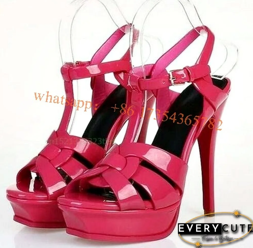 Peep Toe Runway Womens Sandals High Heel Platform Leather Shoes Tribute Sandalias Sexy Ladies Summer Shoes 14cm Thin Heels Pumps