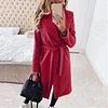 Mid-length Coat Lapel Tie Woolen Coat