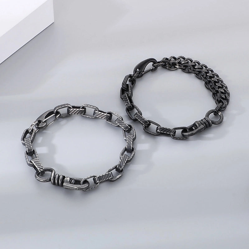 Minimalist Geometric 304 Stainless Steel Cuban Link Chain Curb Chain Bracelets In Bulk