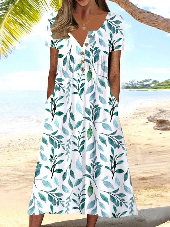 Women's Floral Print Short Sleeve Dress
