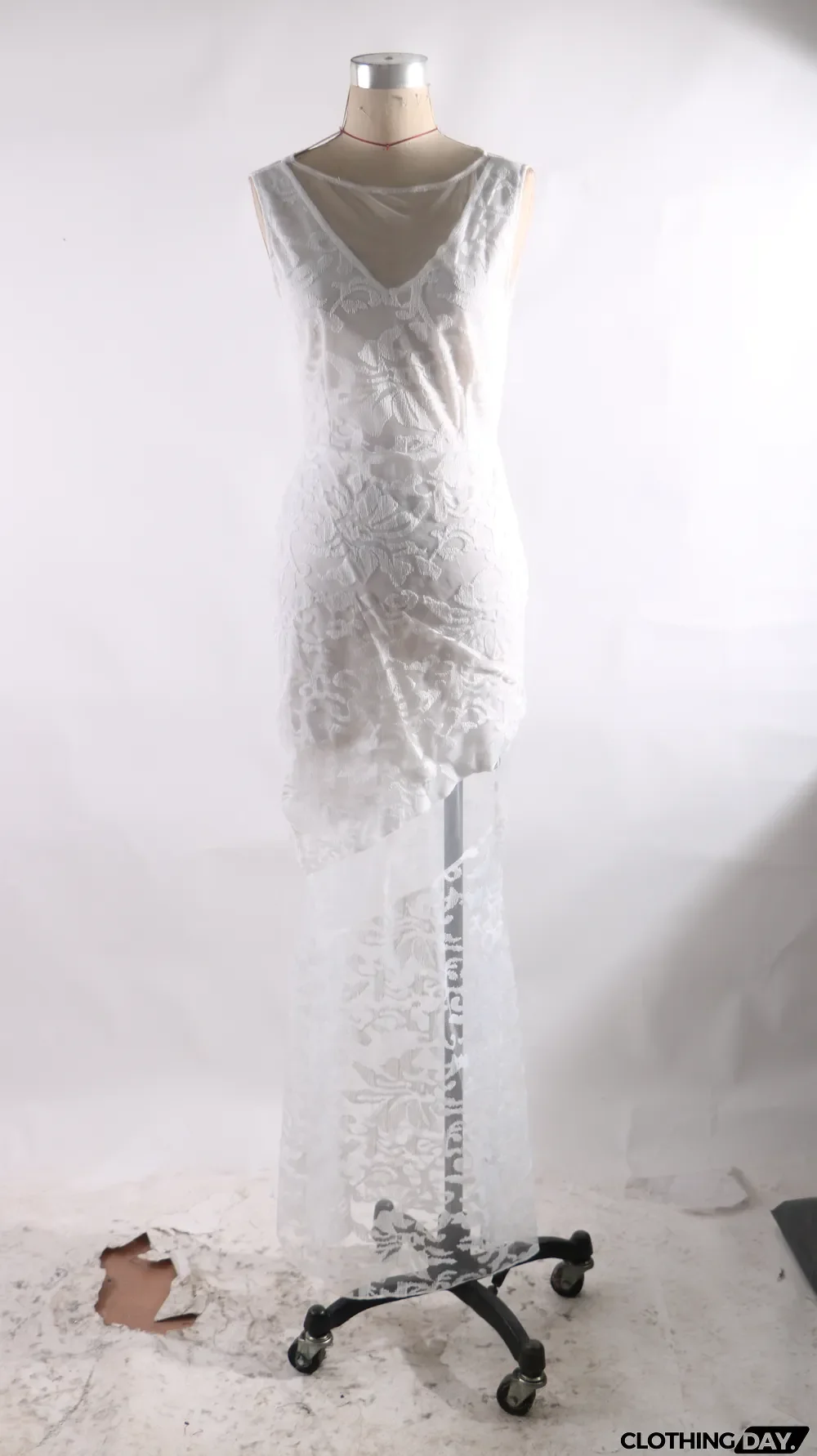 White Floral Lace Long Evening Dress