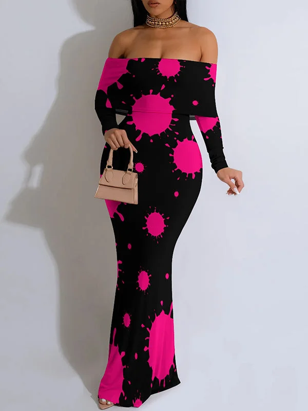 Printed Off-Shoulder Maxi Dress