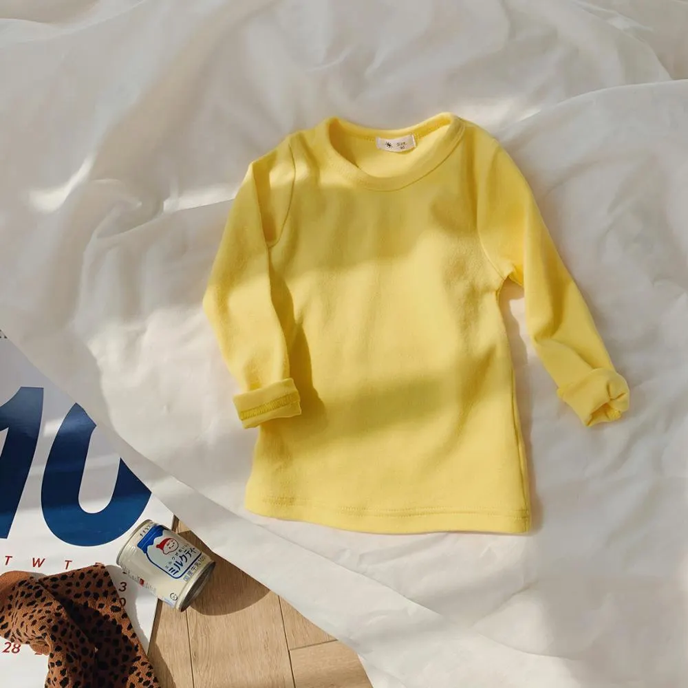 1-10T Cotton T Shirt For Boys Girls Spring Clothes Toddler Kid Baby Candy Color Casual Plain Tee Stretch Basic tshirt Outfit