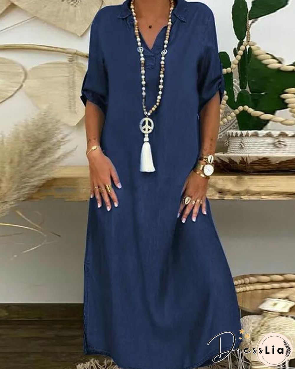 Plus Size Denim Maxi Dress