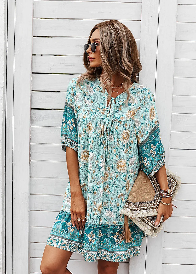 Print Short Sleeve Dress