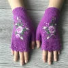 Gants chauds en tricot brod&eacute;s pour femmes