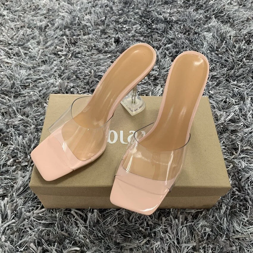 Summer women sandals PVC Transparent high heel shoes for women peep toe high heels sandals party wedding slippers shoes woman