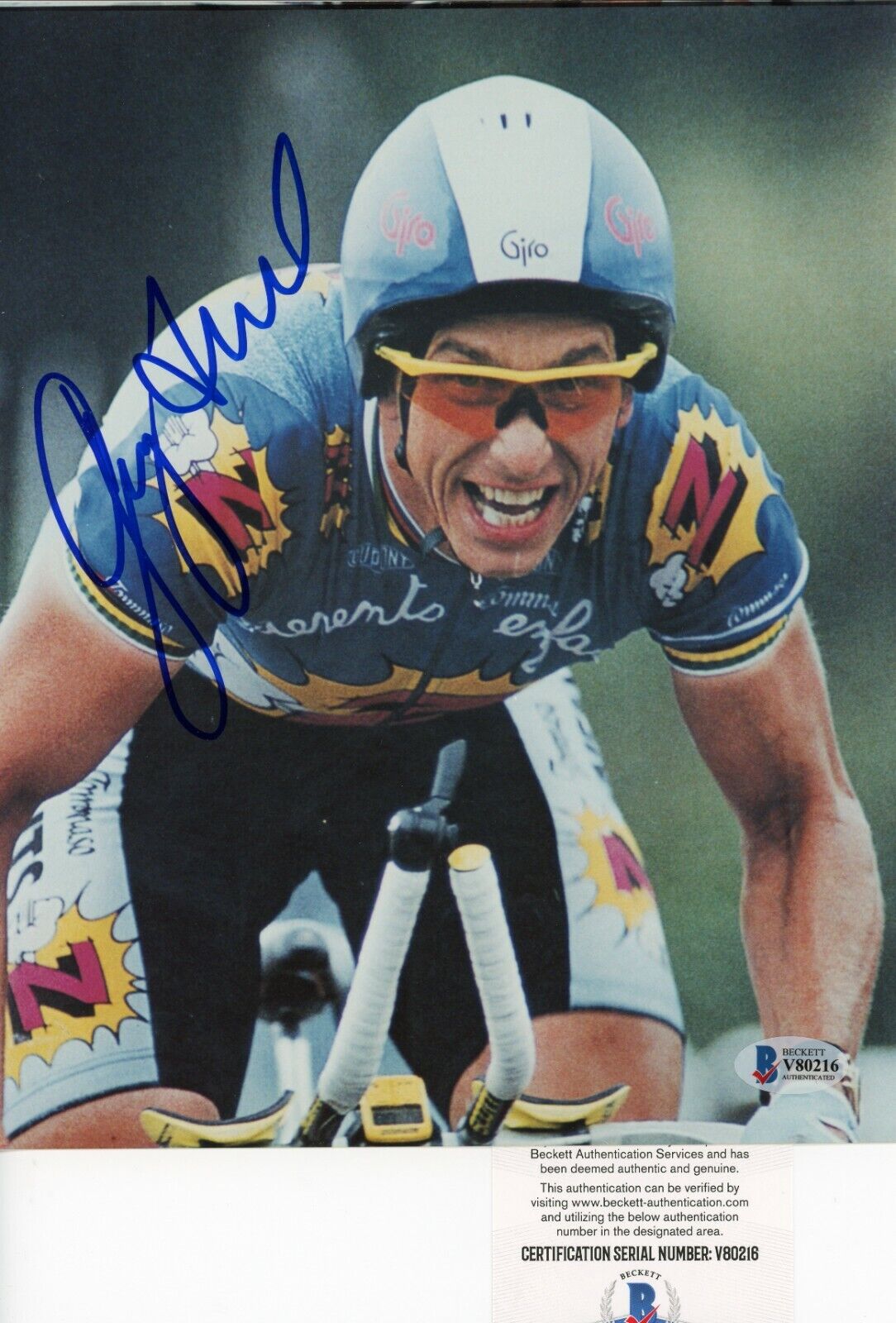 Greg Lemond Tour de France 8x10 Glossy Photo Poster painting Signed Autographed Beckett BAS