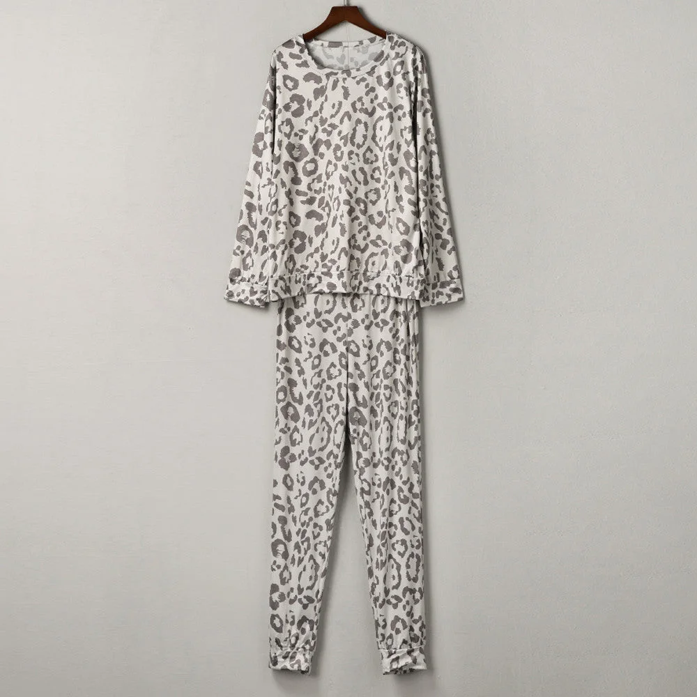 Leopard Print Two Piece Sets Pajamas