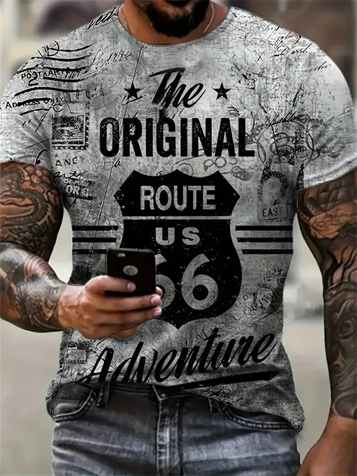 Men's Retro Abstract 3D Printed Summer Casual Short Sleeve T-shirt-JRSEE
