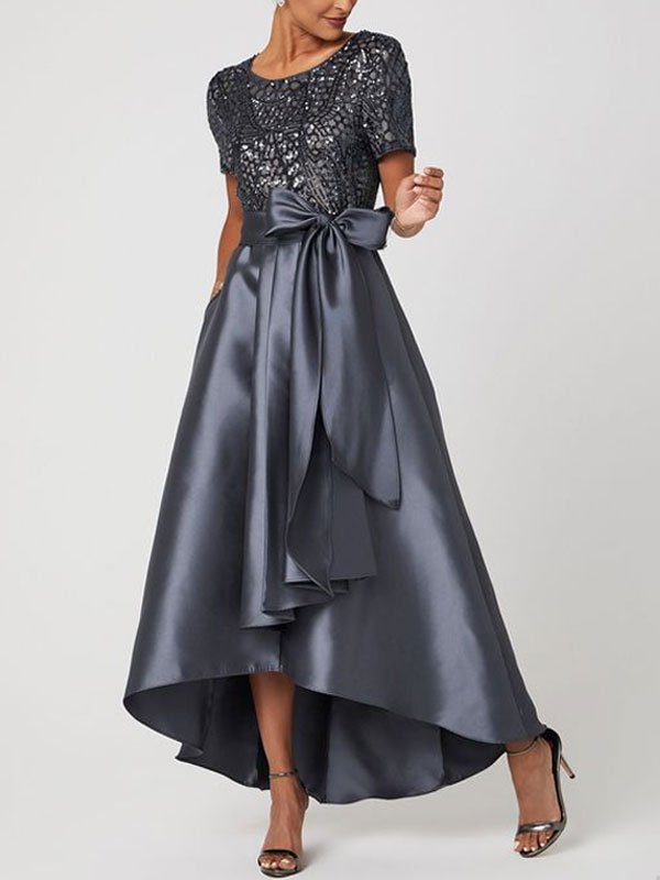 Temperament simple bow party ladies dress