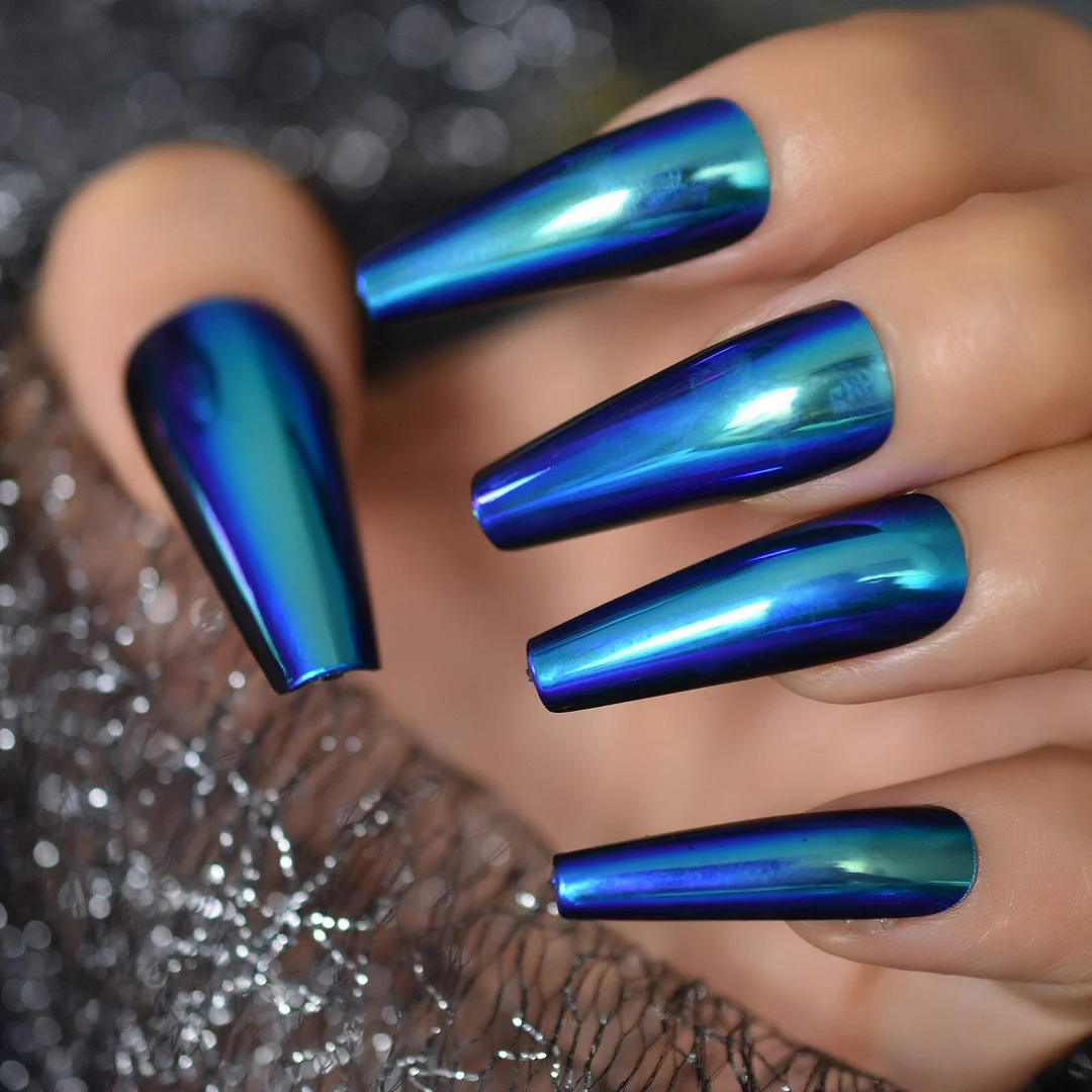 Medium Ballerina Press On Nails White Base Abstract Painting Mix Color Gold Line Decorative Fake Nails Tips 24 CT-Nail Inspo