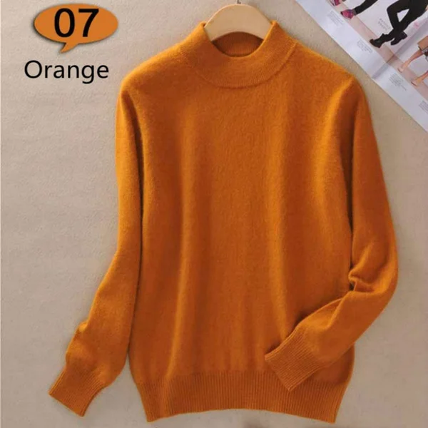 16 Colors Wool Pure Cashmere Sweater Women Pullovers Long Sleeve Pull Femme Half Turtleneck Women Sweaters Pullovers