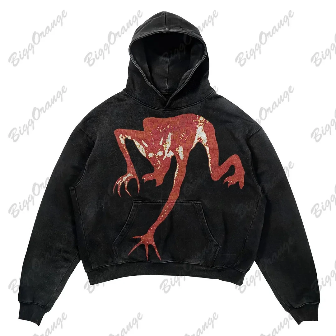 Aonga E-Commerce Black High Street Gothic Matta Mummy Sweater Street Casual Y2k Hoodie aonga