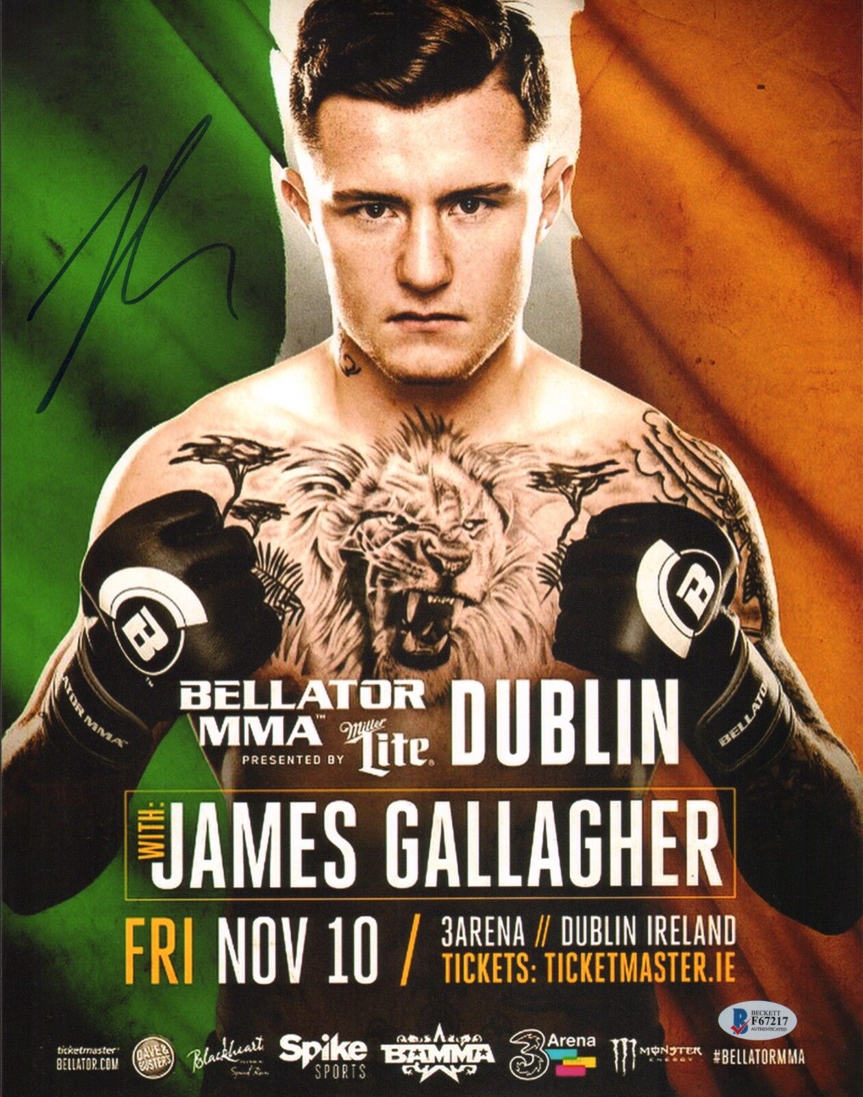 James Gallagher Signed 11x14 Photo Poster painting BAS Beckett COA Bellator MMA Picture Auto'd 1